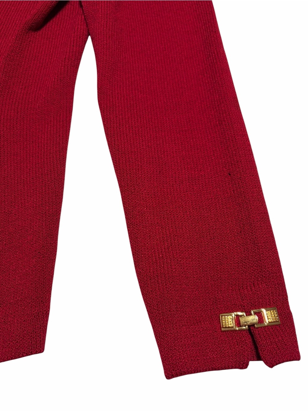 ST. JOHN Santana Knit Suit V-Neck Jacket with Gold Hardware - Picture 4 of 14